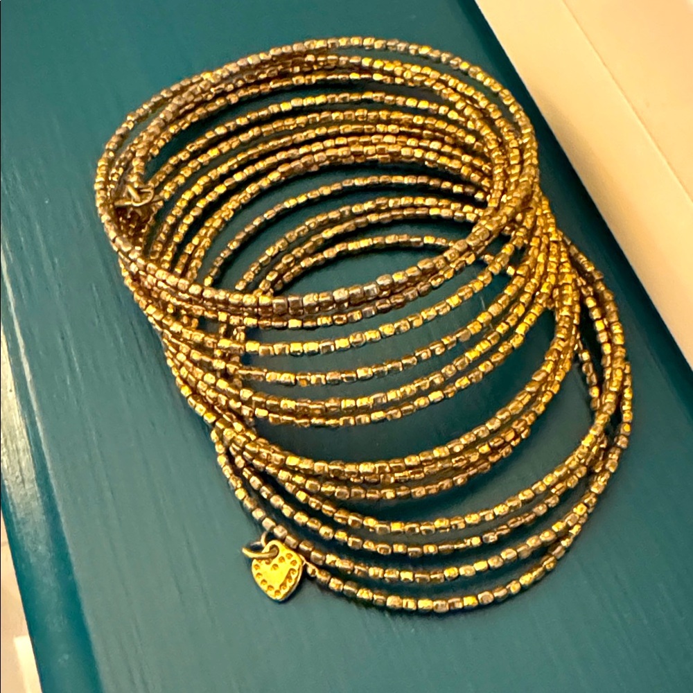 Stella & Dot - Elegant Gold Beaded Bracelet Set
